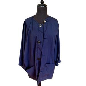 Monitaly Oversized 100% Cotton Navy Peasant Jacket Size XS